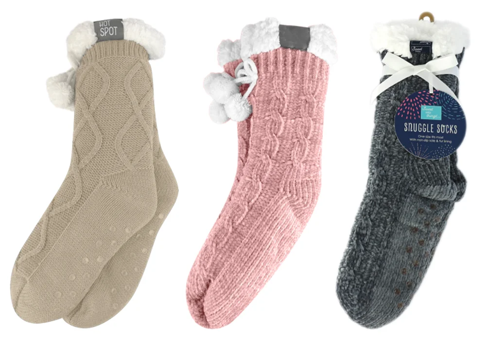 Sweet Little Things® Luxe Snuggle Socks - Charcoal, Ecru, Pink
