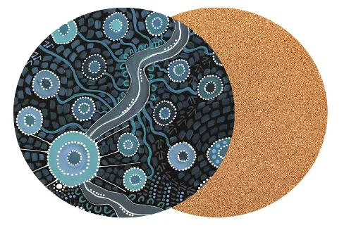 Dustin-Koa Round Cork Back Placemats (Set of 6)
