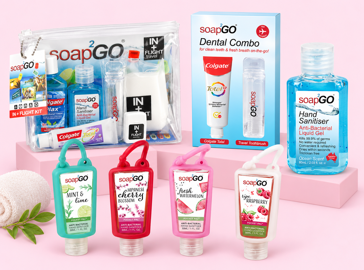 A colourful collection of bath and travel personal-care products